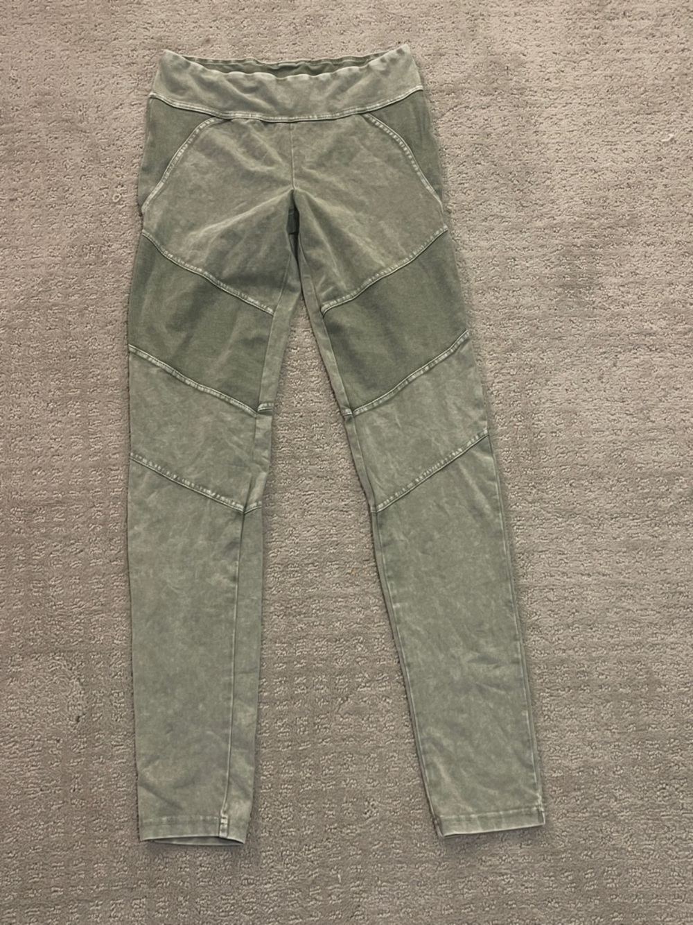 Altard state xs motto Olive Green ribbed Leggings mineral acid wash athletic